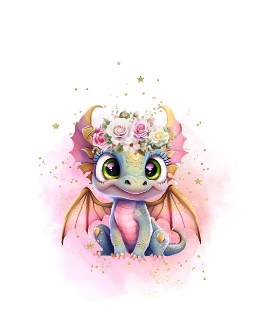 Hovedbilde Jersey panel Pastel Dragon,  str.M, 40x60 cm