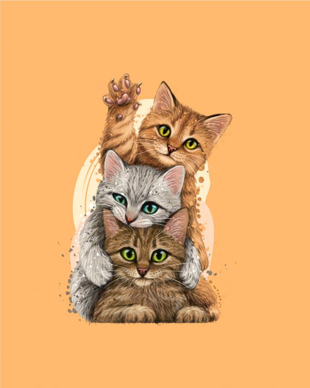 Jersey panel Søte katter str M, 40x60 cm