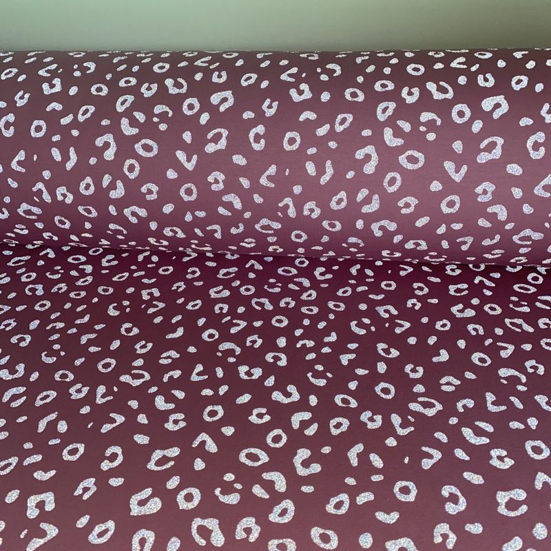 French terry med Reflekstrykk - Leopard, Gammel Rosa