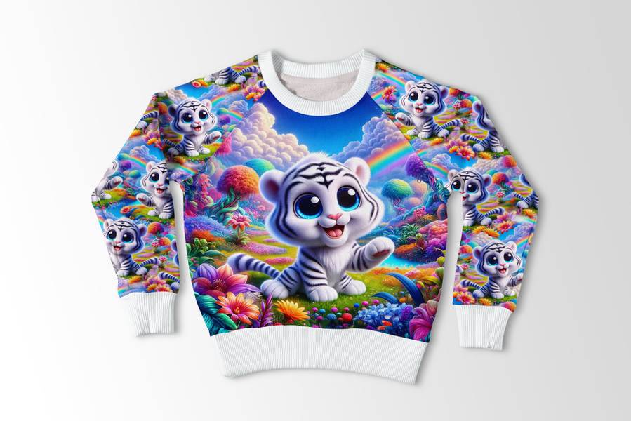 French terry Hvit tiger